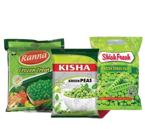 Green Peas Packaging Pouch - Plastic Material, Printed Design for Enhanced Visibility