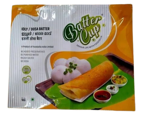 Idli-Dosa Packaging Pouches - LDPE Material, 3 Side Sealed, Printed with Rotogravure Technique, Glossy Finish, Double Layer Lamination, Heat Sealed Closure