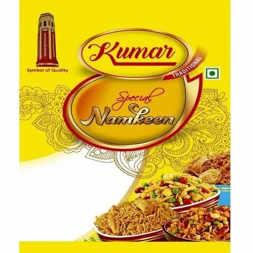 Namkeen Packaging Pouch - PP Material, 8*12 Inches Size, Multi Color | Center Sealed Pouch with Glossy Finish, Rotogravure Printed Design