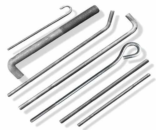 Stainless Steel Foundation Bolts - Hardness 25-34, Diameter 10-50mm, Thread Length 150mm, Bend Length 75mm, Available Length 3 Feet | Knurled Head, Quenched Heat Treatment, Brass Plating, Industrial Use