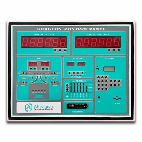 Surgeon Control Panel - 220V, Wall Mounted, 5-Channel Gas Alarm | Mild Steel, Custom Size, Real Time Clock, High/Normal/Low Indication