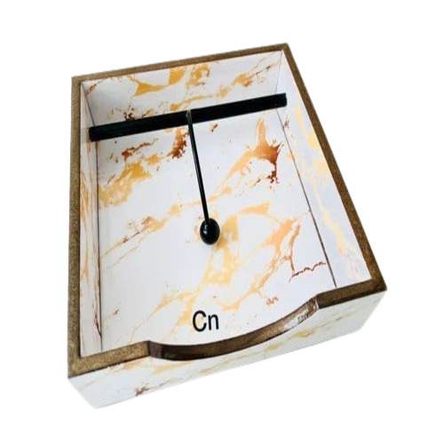 White Wooden Napkin Holder - Printed Wooden Coaster, Square Shape, Black Color | Ideal Tableware Accessory for Stylish Dining