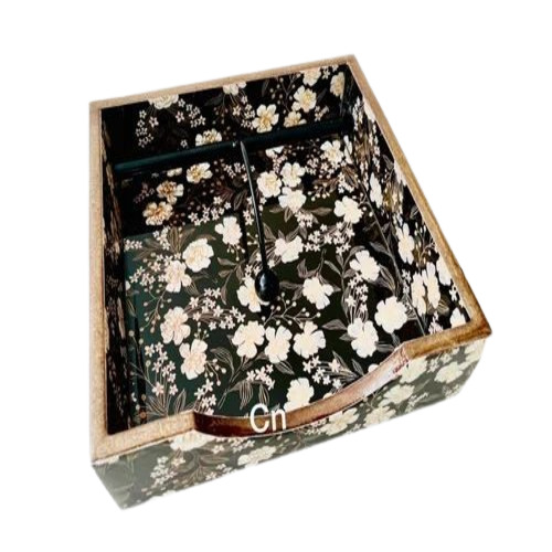 Wooden Napkin Holders - Printed Wooden Coaster | Square Shape Black Color Ideal Tableware for Elegant Dining