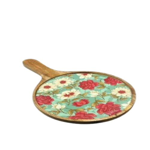 Wooden Pizza Platter - Wooden 9 Inch Brown Color | Polished Glossy Finish Round Shape for Kitchen Use
