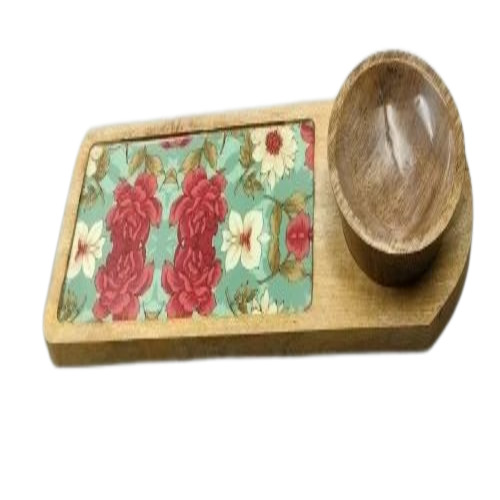 Wooden Platter - 12 Inch Rectangular | Polished Brown Finish, Glossy Surface, Ideal for Kitchen Use