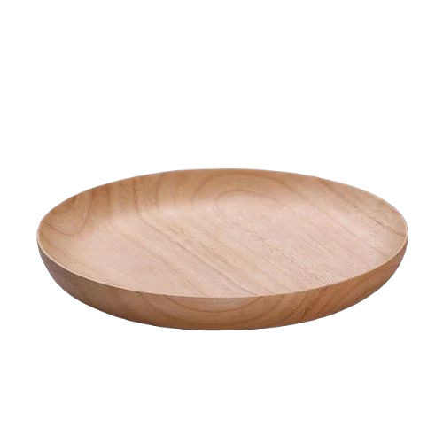 Textured Wooden Plate - Round Shape, Polished Finish | Material: Wood, Use: Arts and Crafts, Home Decoration