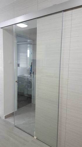 Frameless Sliding Glass Door - Color: White