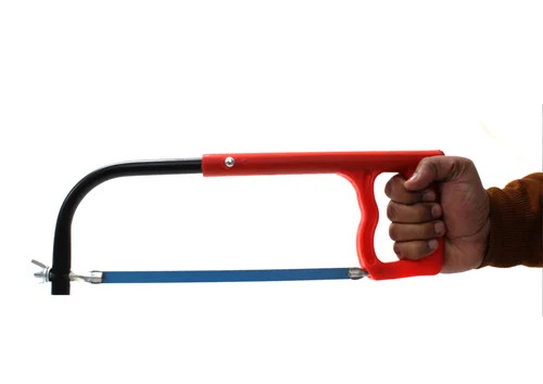 Hacksaw Frame - Steel & Plastic, 500g, Red Color, Rectangular Shape - Adjustable Hand-Powered Tool for Precision Cutting
