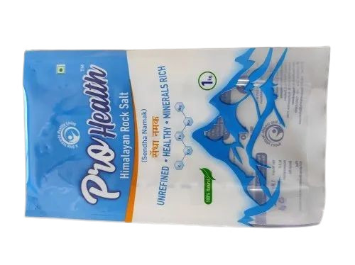 Rock Salt Packaging Pouch - PP Material, Glossy Finish, Double Layer Lamination, Multi Color Printed Design - Side Gusseted, Heat Sealed Closure