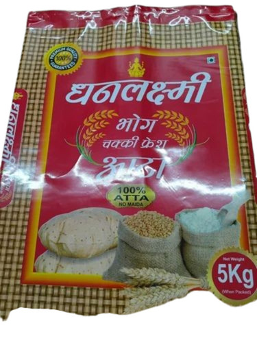 Wheat Flour Packaging Bag - 5 Kg Capacity, Multi Color Printed Pillow Pouch with Double Layer PP Lamination | Ideal for Whole Wheat Flour/Atta