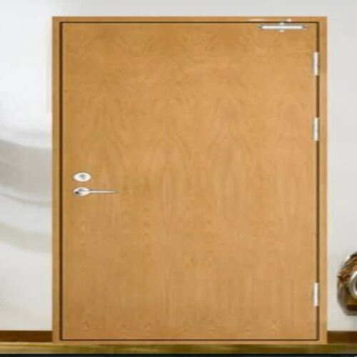 Wooden Fire Rated Door - 7x4 ft Single Hinged Door, Polished Finish, Silver Color, Fire Resistant Quality