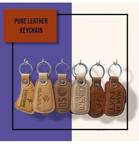 Brown Promotional Leather Keychain - PU Material, Compact Size, Brown and Black Color | Lightweight Build, Secure Key Holding, Stylish Appearance, Personalized Branding, Long-Lasting Durability