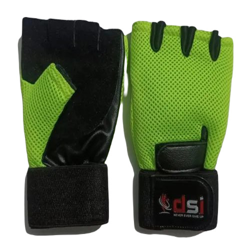 Gym Exercise Gloves - Leather, Free Size, Black | Half Fingered, Breathable, Soft and Durable Design for Men, Plain Pattern