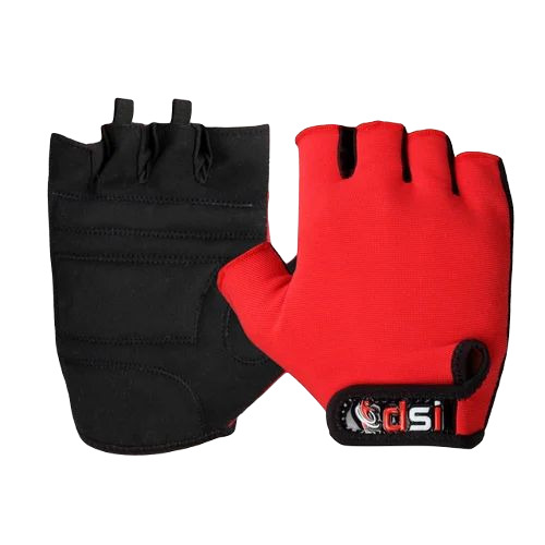 Gym Gloves Treno - PU, Free Size, Red | Half Finger Design, Soft and Durable, Breathable for Men