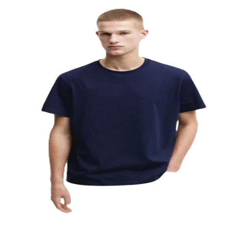 Men's Cotton Regular Fit T-Shirt - Large Size, Blue Color | Soft and Comfortable O-Neck, Short Sleeves, Attractive Plain Pattern