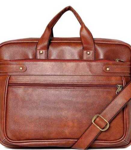 Office Leather Bag - PU Leather, Medium Size, Brown | Adjustable Shoulder Strap, Strong Zipper Closure, Water-Resistant Finish, Lightweight, Stylish Design