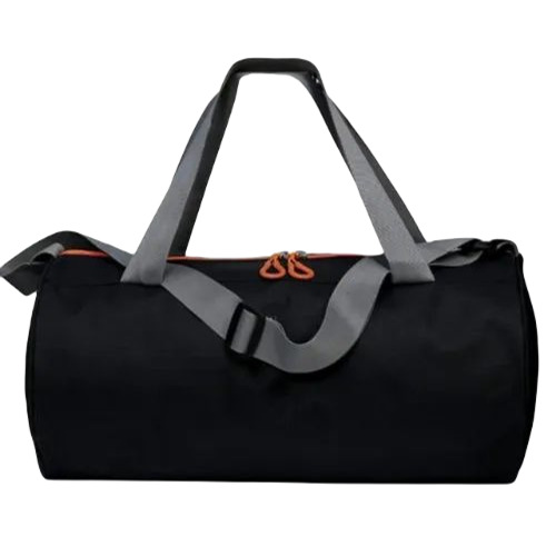 Polyester Gym Bag - Polyester, Black | Zipper Top, Moisture Proof, Ideal for Gym Use, Plain Design, Durable and Stylish