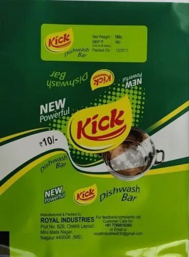 Dishwash Bar Packaging Pouch - Plastic Material, Multi Color Design | Printed Pattern for Effective Dish Cleaning Use