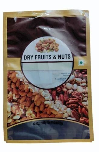 Dry Fruit Packaging Pouch - LDPE, 8x12 inches, Multi Color | 3 Side Sealed, Glossy Finish, Multi Layer Lamination, Rotogravure Printed