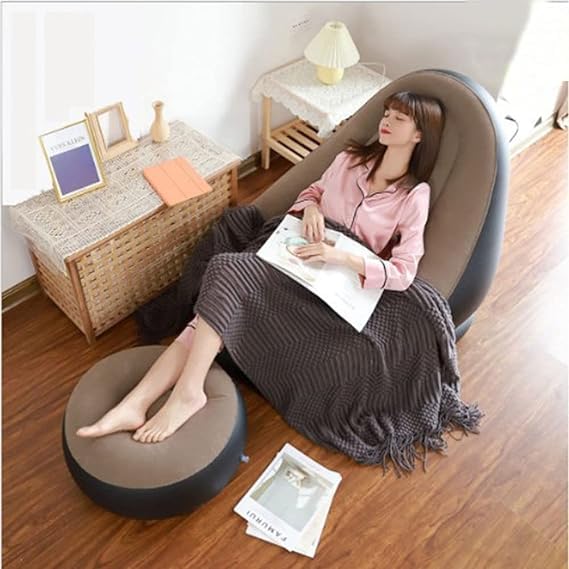 Inflatable Sofa Chair And Footstool - Color: Multicolor