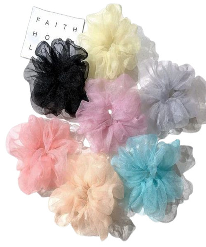 Organza Scrunchies - Organza Material, 4 Inch Length, Multicolor | Fancy Hair Accessory for Women, Suitable in M, L, XL Sizes
