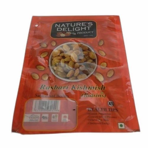 Raisin Packaging Pouch - LDPE Material, 6x8 Inches Size, Multi Color, Glossy Finish | Pillow Pouch with Multi Layer Lamination, Heat Sealed Closure, Rotogravure Printing
