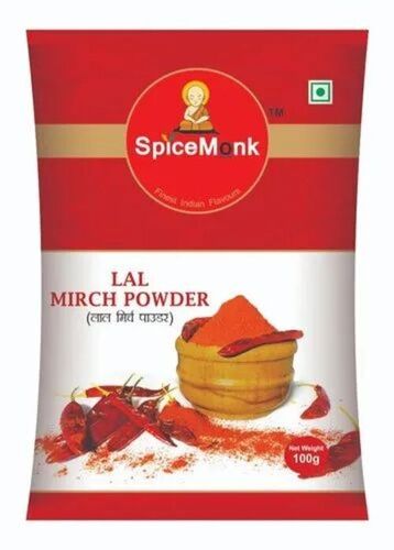 Red Chilli Powder Packaging Pouch - Plastic Material, 100 gm Capacity , Waterproof Feature for Enhanced Freshness and Durability