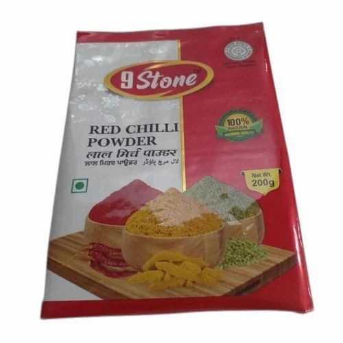 Red Chilli Powder Packaging Pouch - LDPE Material, Multi Layer Lamination, Glossy Finish, Printed Multi-Color Design | Pillow Pouch with Heat Sealed Closure
