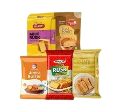 Rusk Packaging Pouch - Plastic Material, Multi Color Printed Design | Durable and Versatile Packaging Solution