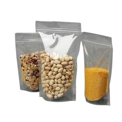 Transparent Pillow Pouch - LDPE Material, Glossy Finish, Double Layer Lamination, Zipper Closure, Plain Design