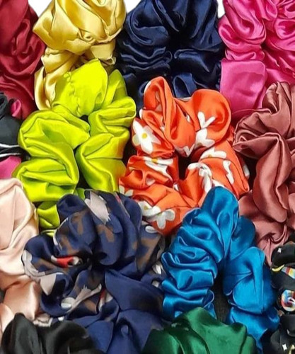 Big Satin Scrunchies - Satin Material, Multicolor Options, Fancy Style for Women | Hair Scrunchies for Personal Use, Plain Pattern Design