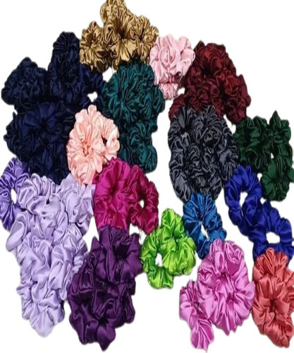 Hair Plain Scrunchies - Satin Material, Multicolor Variety | Fancy Hair Accessories for Women, Ideal for Personal Use, Plain Pattern