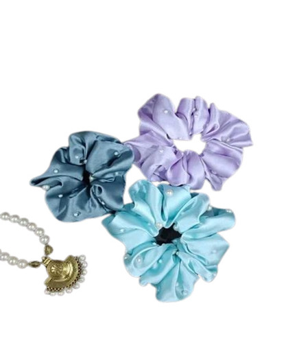 Hair Scrunchies - Satin Material, Multicolor Fancy Design | Personal Accessory for Women, Plain Pattern, Ideal Hair Tie Solution