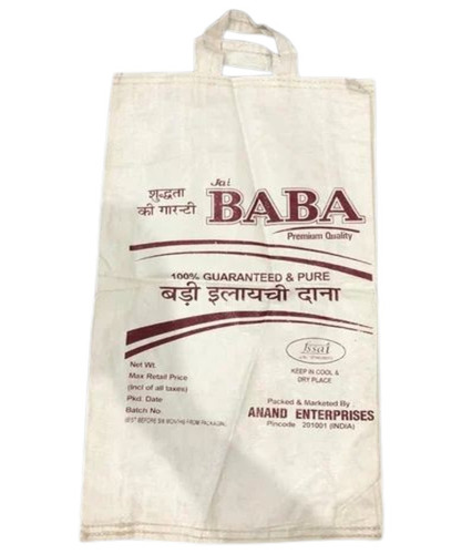 Pp Woven Printed Bag - Canvas Loop Handle, Multicolor Printed Pattern | Eco-Friendly Woven Bag, White Color, Reusable Design