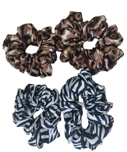 Printed Hair Scrunchies - Satin Material Multicolor Variety | Fancy Accessory Type for Women Suitable for Personal Use Plain Pattern