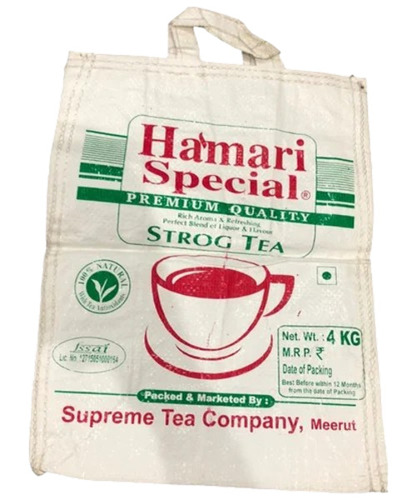 White Printed PP Woven Bag - Canvas Loop Handle, Multicolor Printed Pattern | Eco-Friendly Woven Shopping Bag