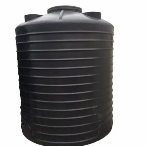 Black HDPE Double Layer Round Water Tank - 1000 Liters Matte Black Plastic Surface Materials