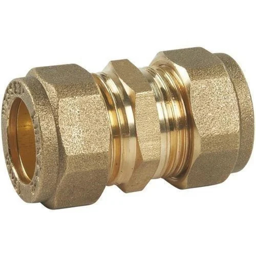 Brass Compression Fittings - Polished Finish, Golden Color | Corrosion and Rust Resistant, Easy to Install, Leak-Proof