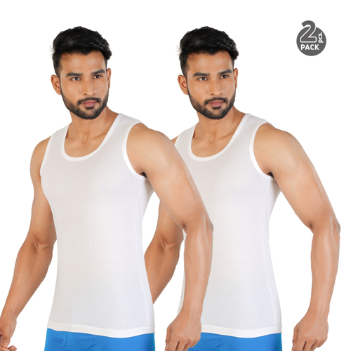 Mens Vest - Cotton, All Sizes, Plain Pattern, Ivory White - Sleeveless Design for Summer and Winter Wear, Indian Style
