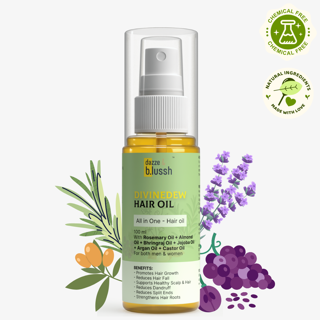 DivineDew Organic Hair Growth Oil - Reduces Hair Fall Dandruff & Promotes Hair Growth