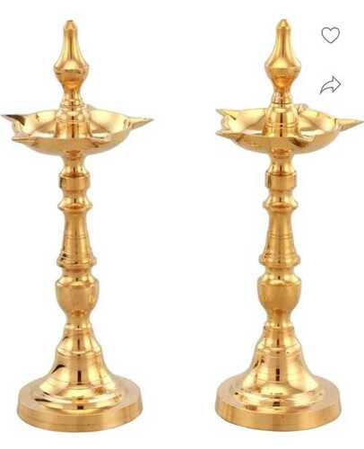 Diya Stand - Brass & Crystal, Multisize, Golden Color | Antique Style with Fine Polished Finishing, Engraved Modern Arts