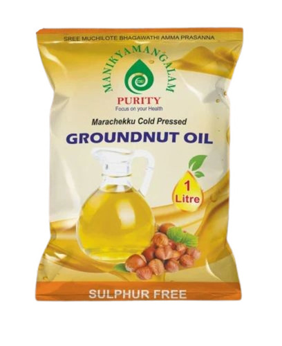 Groundnut Oil Packaging Pouch - LDPE Material, Printed Pillow Pouch Design, Glossy Finish, Multi-Color | Heat Sealed Closure, Rotogravure Printing Technique