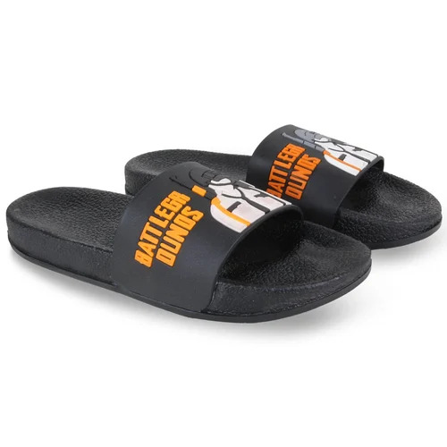 Lightweight PVC Printed Slippers - Various Sizes Black | Anti-Skid Highly Comfortable for Boys