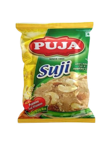 Sooji Packaging Pouch - PET (Polyester), 3 Side Sealed, Multi-Color Printed, Glossy Finish, Multi Layer Lamination | Ideal for Food Packaging