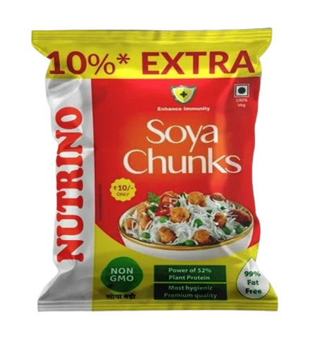 Soya Chunks Packaging Pouch - PP Material Glossy Surface Finish Rotogravure Printed Multi Color Design Heat Sealed Closure Double Layer Lamination