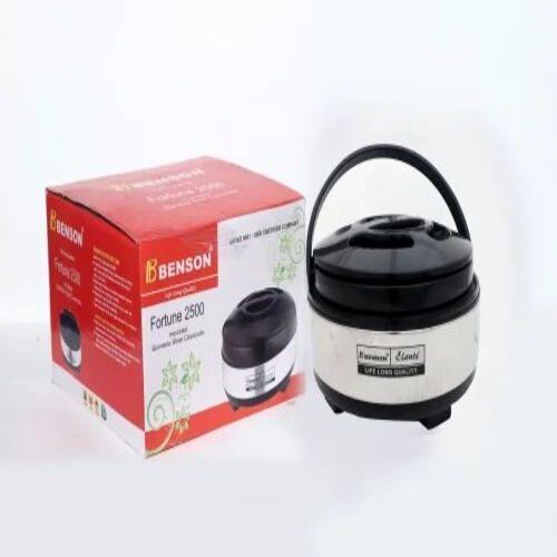 Stainless Steel Thermoware Casserole - Polished Finish, Round Shape | Silver Color, Customizable Size, Box Packaging