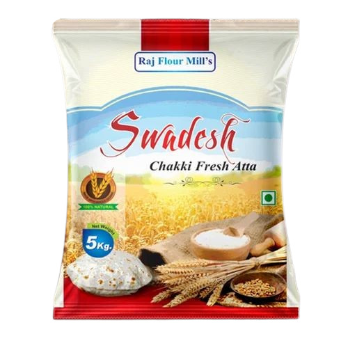 Wheat Flour Packaging Pouch - PET Material 5 Kg Capacity Multi-Color Design Printed Pillow Pouch Double Layer Lamination Heat Sealed Closure