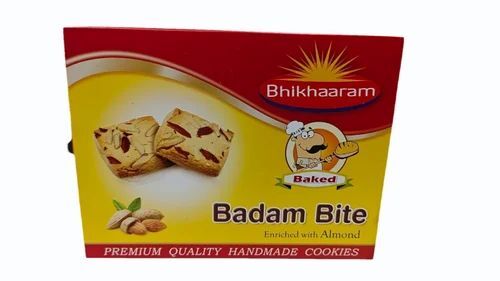 Bhikhaaram Badam Bite Cookies - 300 Gram | Square Shape FSSAI Certified Sweet and Salty Taste Sturdy Box Packaging