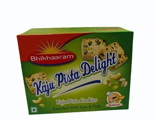 Bhikhaaram Cashew Kaju Pista Delight Cookies - 200Gram Package | Square Shape, Sweet Taste, FSSAI Certified, Elegant Box Packaging