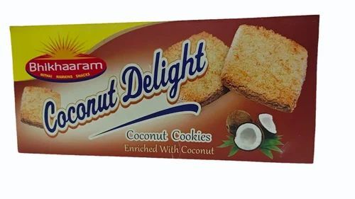 Bhikhaaram Coconut Delight Cookies - 300 Gram Box | Sweet Taste, Square Shape, FSSAI Certified, Good Quality